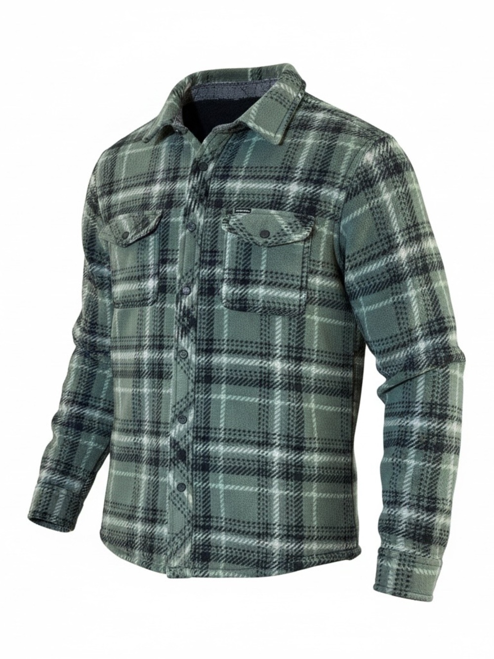 O'Neill Green Plaid Snap Closure Shacket with 2 Front Snap Functioning Pockets